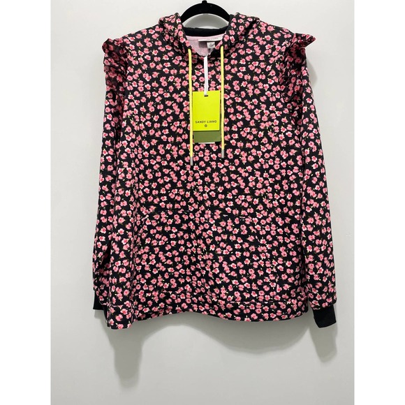 NWT Women's Floral Print Ruffle Hooded Sweatshirt  by Sandy Liang - Picture 2 of 8